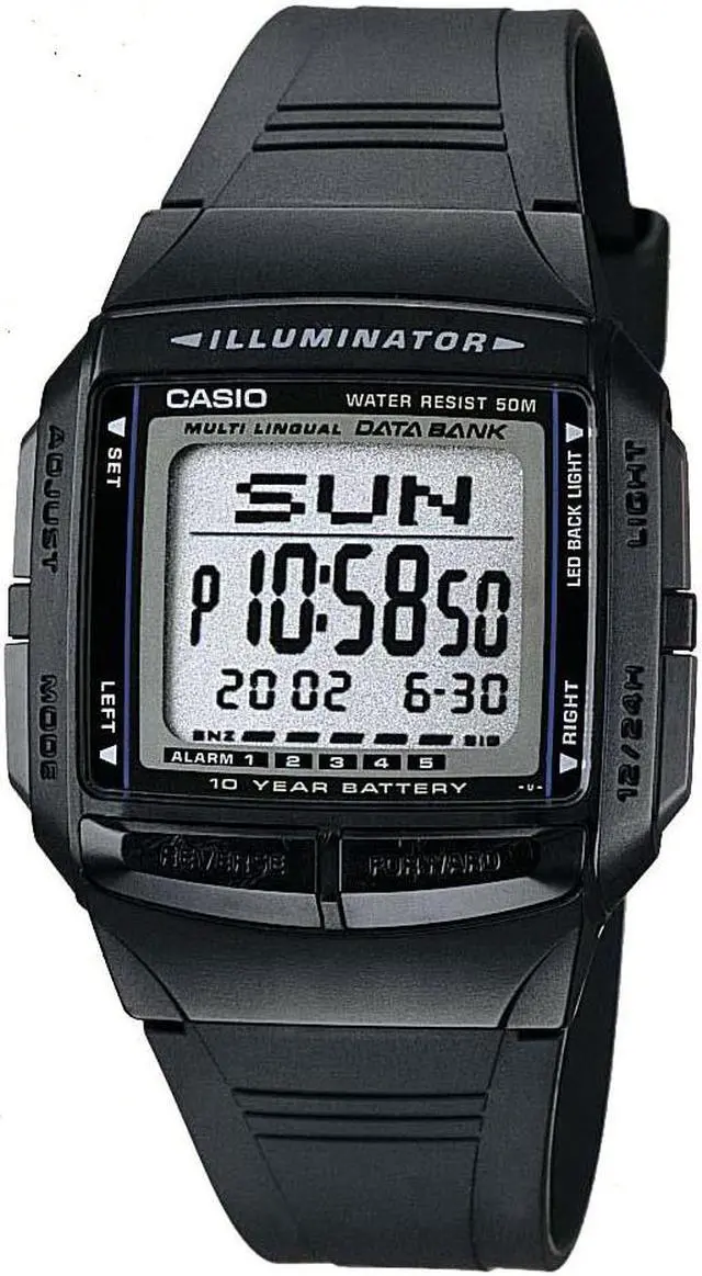 Alt view image 6 of 19 - Casio DB36-1AV Casual Men's Multi-Lingual Databank Digital Sports Watch - Black