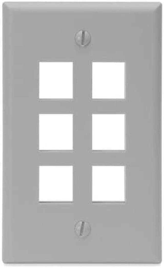 Alt view image 2 of 3 - Leviton Gray Quickport 6-Port Wallplate 41080-6GP