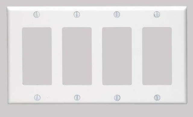 Alt view image 4 of 7 - Leviton 80412-W Decora Wallplate, 4-Gang, Thermoset, White