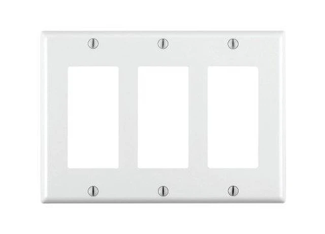 Alt view image 5 of 7 - Leviton 80411-W 3-Gang Decora-Style Wall Plate, White