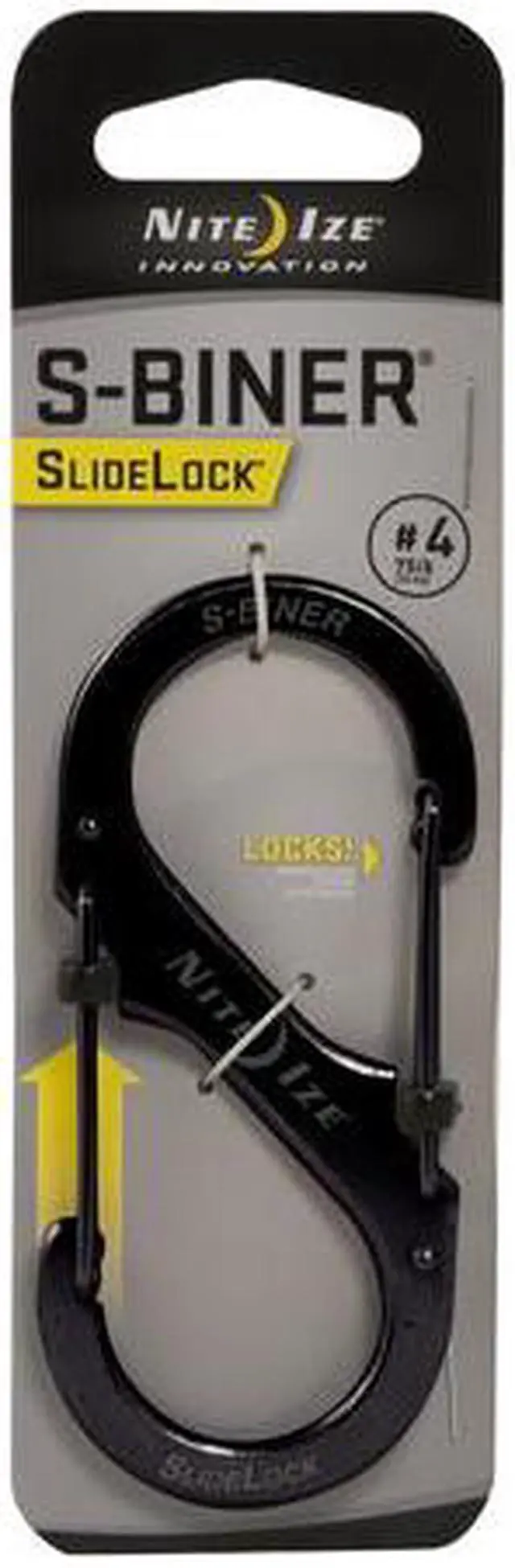 Main image of NITE IZE LSB4-01-R3 Locking Carabiner,3-3/5 In.,Steel,Black