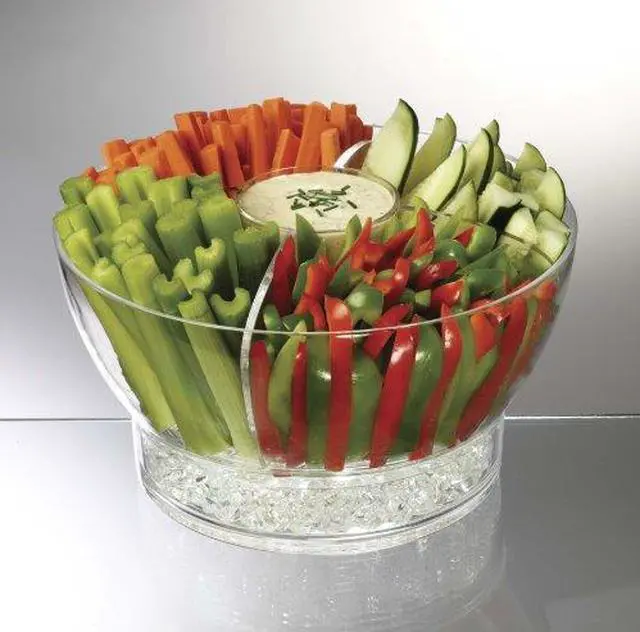 Alt view image 10 of 18 - Prodyne Acrylic Cold Bowl on Ice with Serving Spoon Fork - CB3