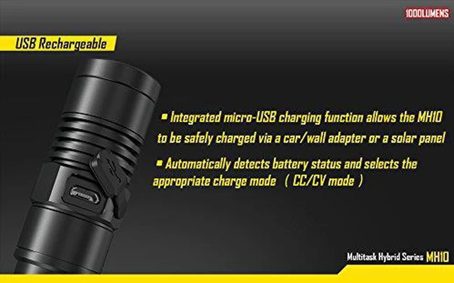 Alt view image 9 of 11 - Nitecore MH10 XM-L2 U2 Flashlight 1000 Lumens (1x 18650 or 2x CR123A Batteries)