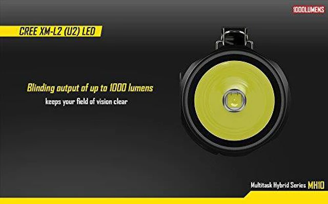 Alt view image 10 of 11 - Nitecore MH10 XM-L2 U2 Flashlight 1000 Lumens (1x 18650 or 2x CR123A Batteries)