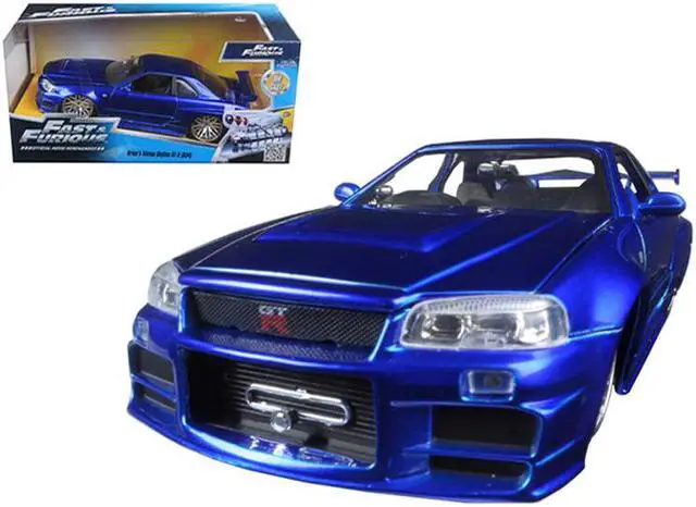 Alt view image 3 of 6 - Jada Toys Fast & Furious 1:24 Diecast - 2002 Nissan Skyline GT-R R34 - Blue