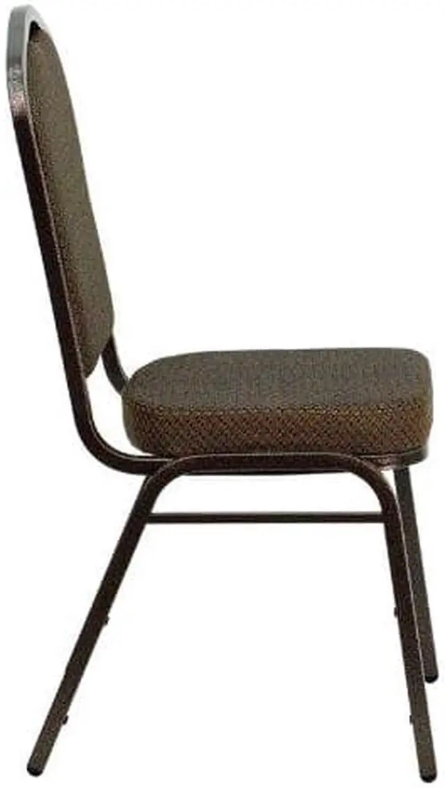 Alt view image 2 of 20 - HERCULES Series Crown Back Stacking Banquet Chair in Brown Patterned Fabric - Copper Vein Frame
