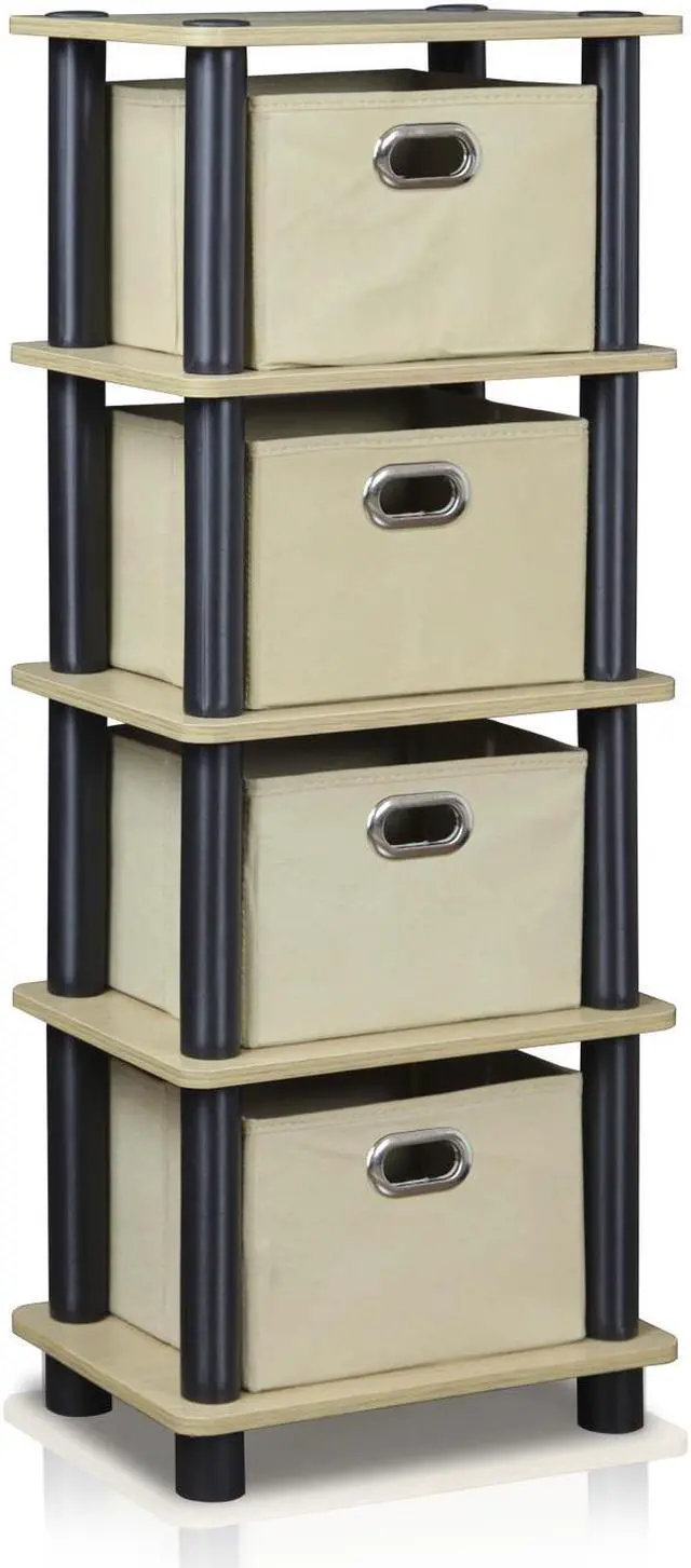 Main image of Furinno 99150KO/BK/LB LACi 4-Bins System Rack, Oak