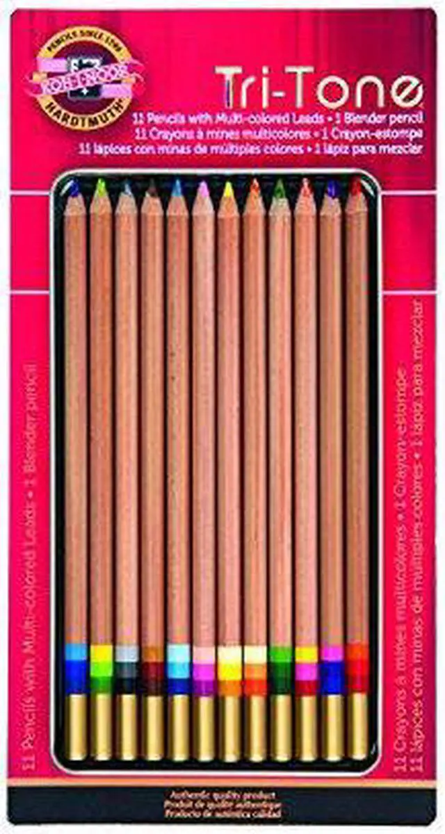 Alt view image 3 of 14 - Koh-I-Noor Tri-Tone Multicolored Pencils 12/ST Multi FA33TIN12BC