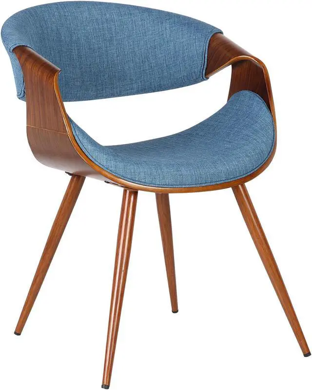 Main image of Armen Living Butterfly Mid-Century Dining Chair in Walnut & Blue