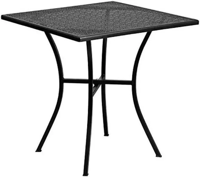 Alt view image 2 of 20 - Commercial Grade 28" Square Black Indoor-Outdoor Steel Patio Table