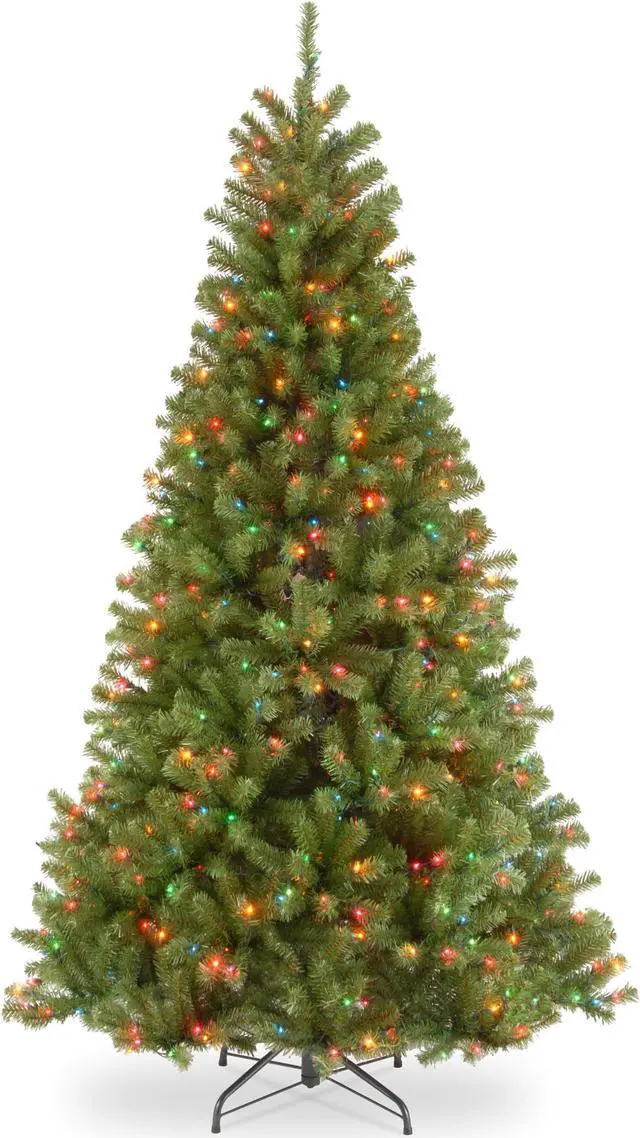 Alt view image 3 of 4 - National Tree Company NRV730170 7 ft. Pre-Lit North Valley Spruce Tree - 47" x 47" x 84" - Green Tree, Green Tree Stand