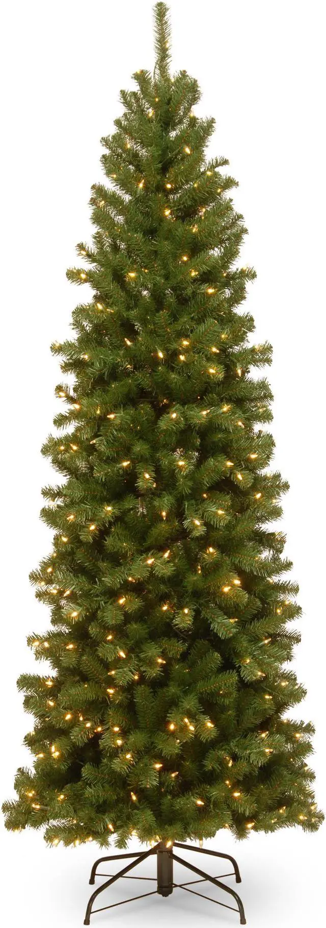 Alt view image 2 of 2 - National Tree Company NRV735865 6.5 ft. Pre-Lit North Valley Spruce Pencil Slim Tree - 30" x 30" x 78" - Green Tree, Green Tree Stand