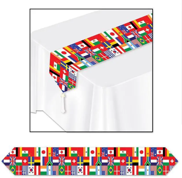 Alt view image 2 of 8 - Printed International Flag Table Runner Party Accessory (1 count) (1/Pkg)