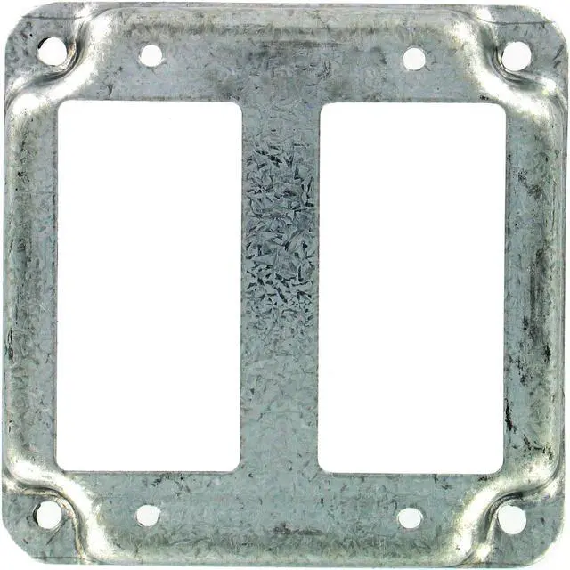 Alt view image 4 of 11 - RACO 809C Box Cover, Square Box Type, 2 Gang, Galvanized Steel, GFCI Receptacle