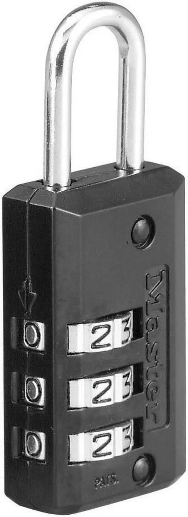 Alt view image 2 of 13 - Master Lock Luggage Padlock,1 1/2 in,Rectangle,Black  646D
