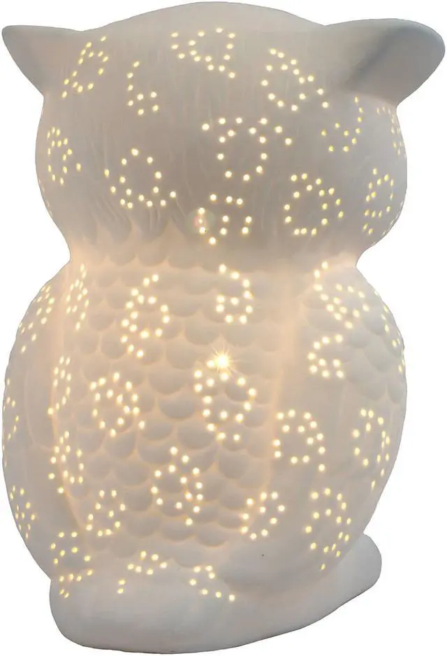 Alt view image 3 of 12 - Simple Designs Porcelain Wise Owl Shaped Animal Light Table Lamp