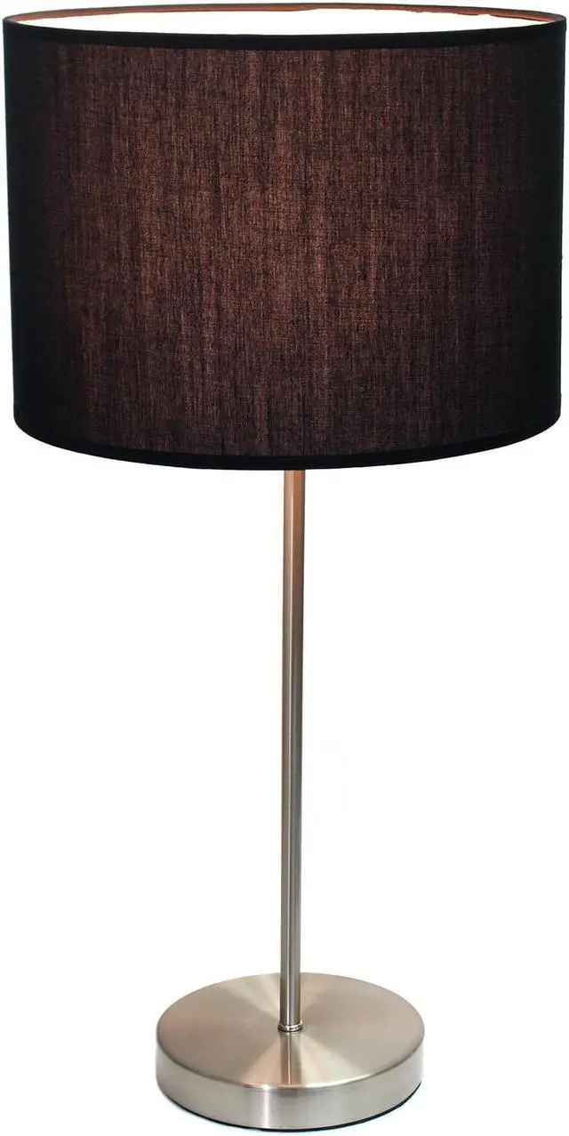 Alt view image 3 of 10 - Simple Designs Brushed Nickel Stick Lamp with Fabric Shade, Black