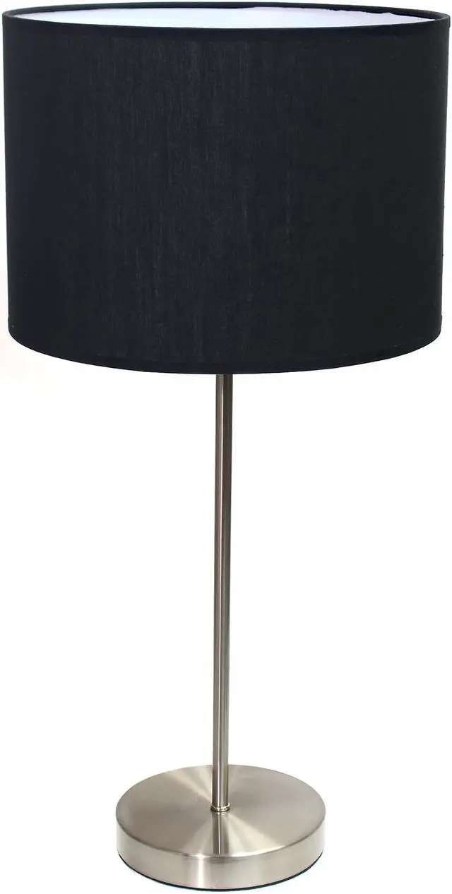 Main image of Simple Designs Brushed Nickel Stick Lamp with Fabric Shade, Black