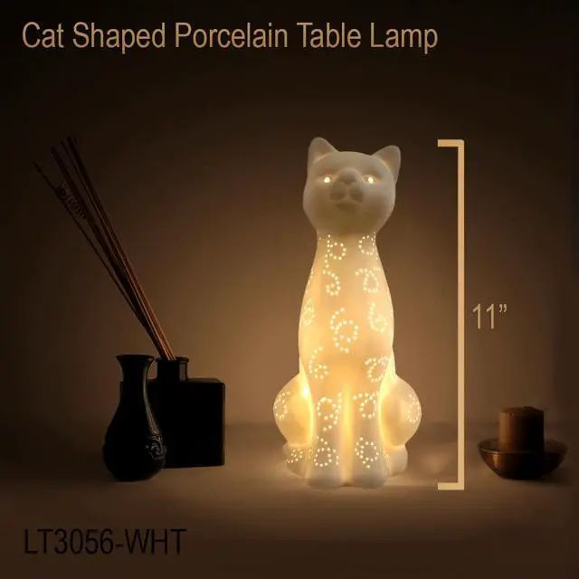 Alt view image 4 of 11 - Simple Designs  Porcelain Kitty Cat Shaped Animal Light Table Lamp