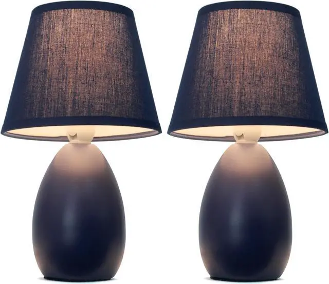 Main image of Simple Designs  Mini  Egg Oval Ceramic Table Lamp 2 Pack Set