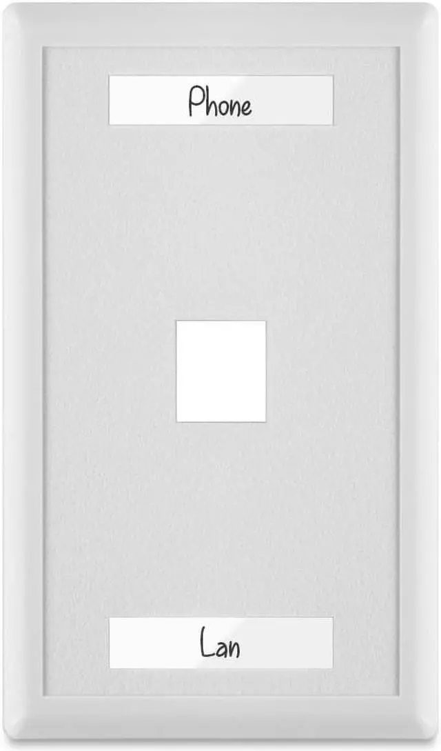 Alt view image 7 of 7 - Cmple - 1 Port Keystone Wall Plate 1 Gang Wall Plate with Standard Size Ethernet Wall Plate Keystone Jack Insert Wall Plates - White