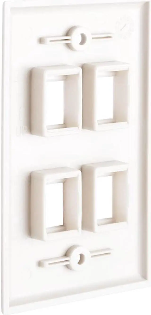 Alt view image 5 of 6 - Cmple - 4 Port Keystone Wall Plate Single-Gang Wall Plate with Standard Size Ethernet Wall Plate Keystone Jack Insert - White