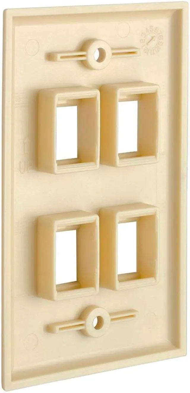 Alt view image 5 of 6 - Cmple - 4 Port Keystone Wall Plate Single-Gang Wall Plate with Standard Size Ethernet Wall Plate Keystone Jack Insert - Ivory