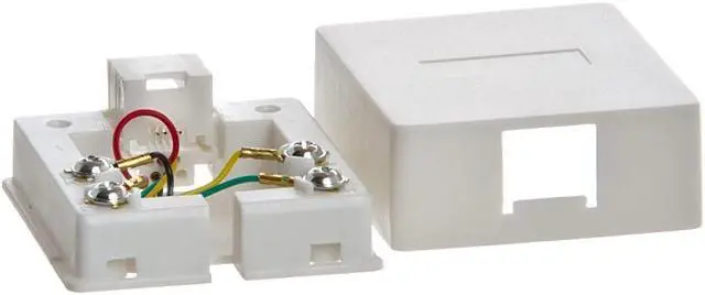 Alt view image 5 of 6 - Cmple - 1 Port Phone Jack Wall Plate RJ11 Telephone Cord Surface Mount Box Female Landline Phone Keystone Jack for 2 Line House Phone, Answering Machine, Fax