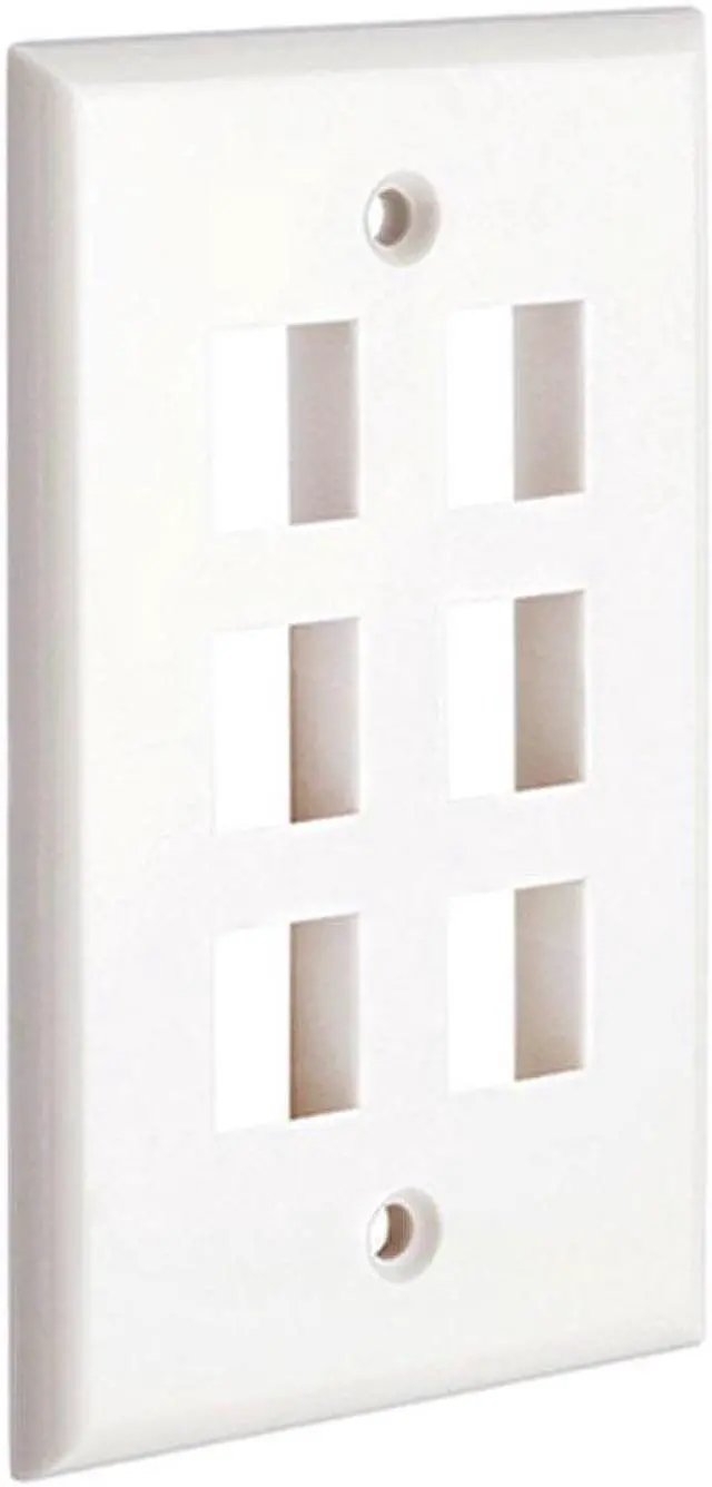Alt view image 4 of 6 - Cmple - 6 Port Keystone Wall Plate Single-Gang Wall Plate with Standard Size Ethernet Wall Plate Keystone Jack Insert - White