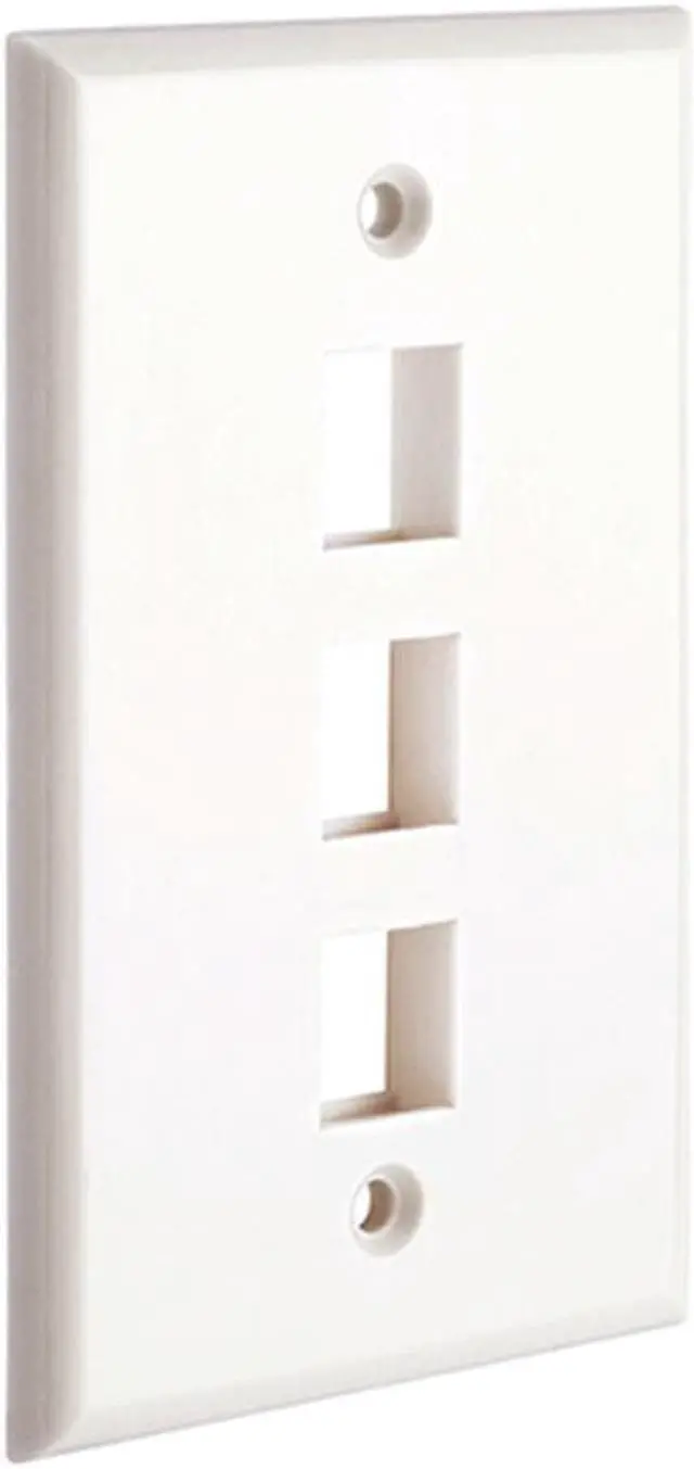 Alt view image 4 of 6 - Cmple - 3 Port Keystone Wall Plate Single-Gang Wall Plate with Standard Size Ethernet Wall Plate Keystone Jack Insert - White