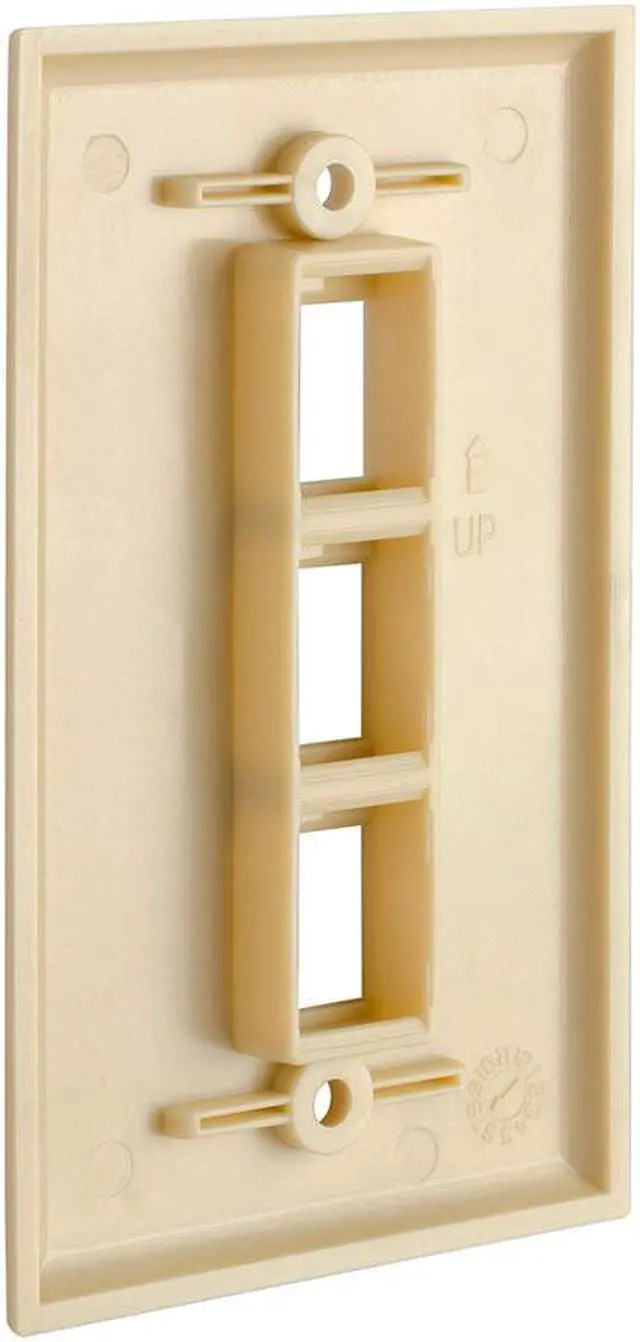 Alt view image 5 of 6 - Cmple - 3 Port Keystone Wall Plate Single-Gang Wall Plate with Standard Size Ethernet Wall Plate Keystone Jack Insert - Ivory