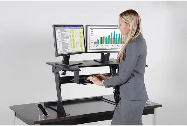 Alt view image 6 of 16 - Kantek STS900 Sit To Stand Desktop Workstation, Black