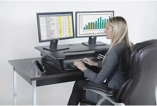 Alt view image 5 of 16 - Kantek STS900 Sit To Stand Desktop Workstation, Black