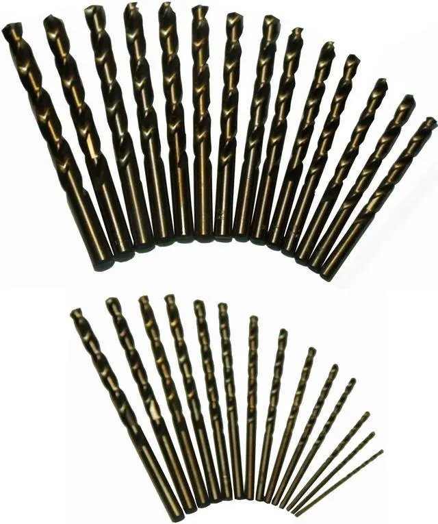 Alt view image 3 of 8 - Drill America D/A29J-CO-PC 29 Piece Cobalt Steel Jobber Length Drill Bit Set in Plastic Case, Gold Oxide Finish, Round Shank, Spiral Flute, 135 Degrees Split Point (Pack of 1)