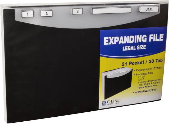 Alt view image 7 of 20 - C-Line 21-Pocket Stand-Up Design Expanding File 12" Exp Legal 15 x 9 1/4 Black