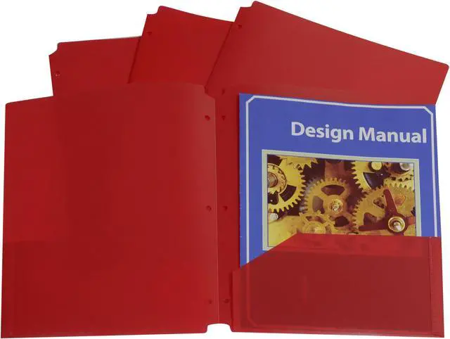 Alt view image 5 of 20 - C-Line Two-Pocket Heavyweight Poly Portfolio Folder w/3-Hole Punch Letter Red 25