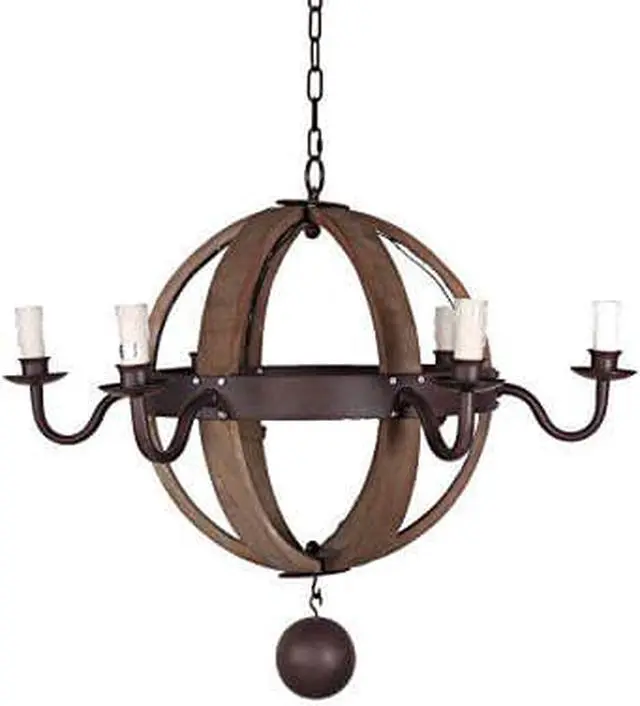 Main image of Woodmere Wood and metal sphere chandelier