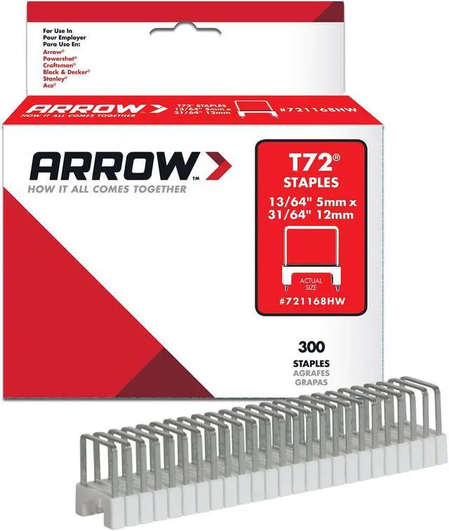 Alt view image 6 of 7 - Arrow Fastener 721168HW T72 31/64 Inch (12mm) Natural Staples, 300/Pk