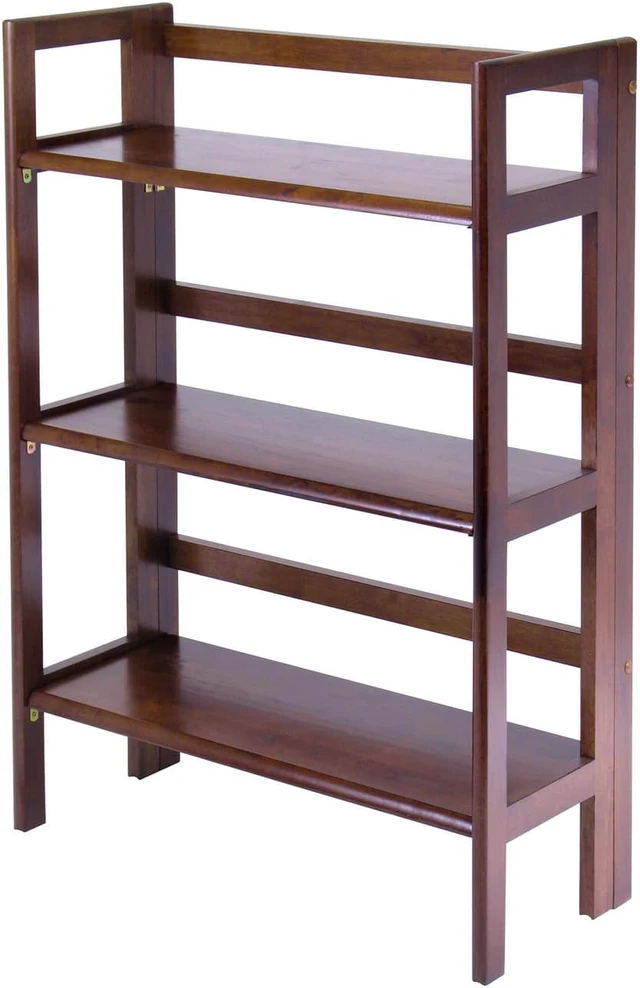 Alt view image 3 of 17 - Winsome Trading Inc 94896 3 Tier Walnut Stackable Folding Book Shelf