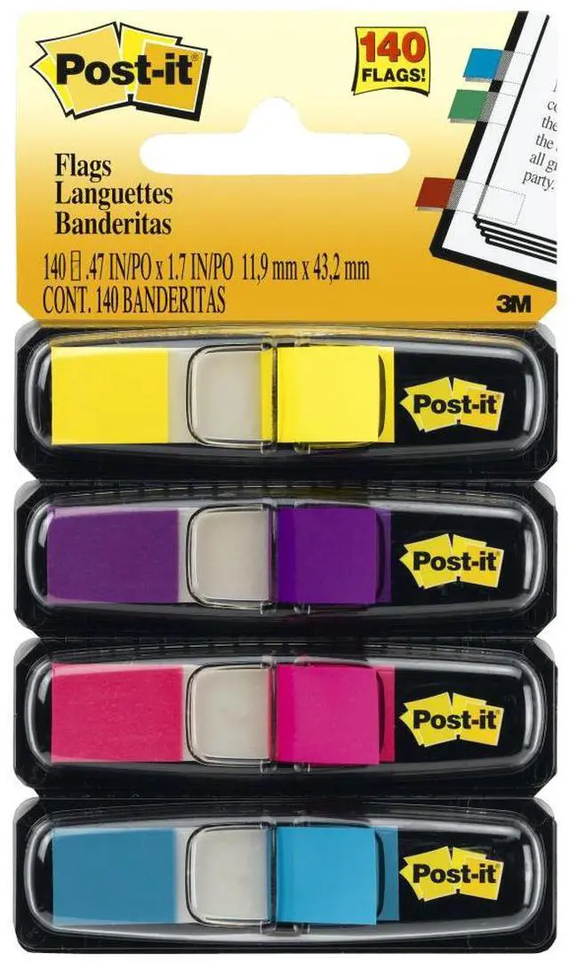 Alt view image 5 of 20 - 3M 6834AB Small Flags in Dispensers Four Bright Colors 35 per Color 4 Dispensers Pack