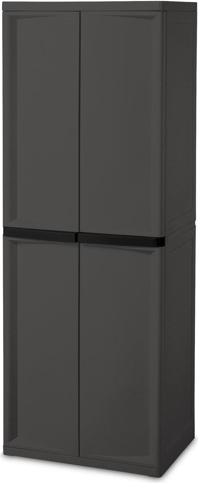 Sterilite Adjustable 4-Shelf Storage Cabinet With Doors, Gray