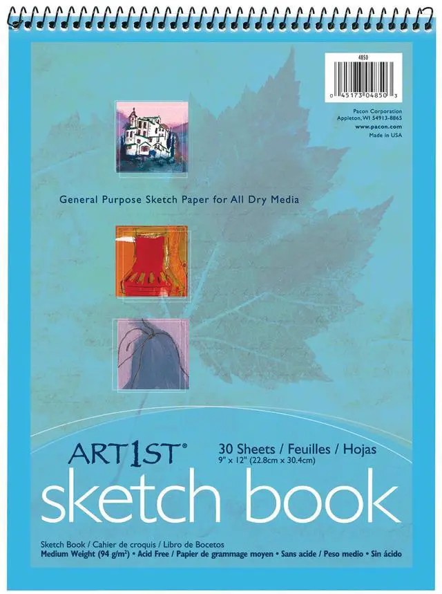Alt view image 3 of 6 - Pacon 4850 Art1st Sketch Book 30 Sheet - 94 g/m² Grammage - 9" x 12" - 30 / Pad - White Paper