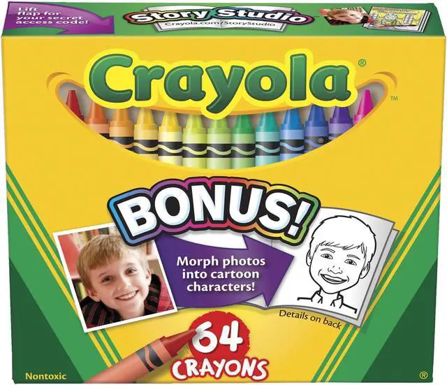 Alt view image 4 of 14 - Crayola Crayons 64-Pack with Built-In Sharpener