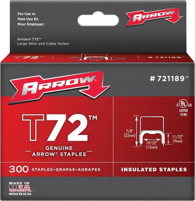 Alt view image 5 of 8 - Arrow Fastener 721189 11/32" x 19/32" T72 Insulated Staples