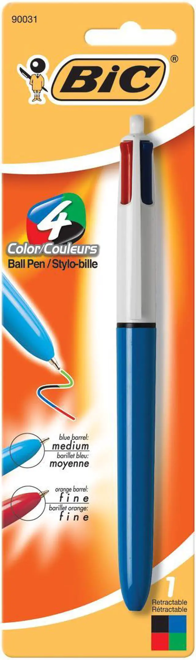 Alt view image 4 of 17 - BIC MMXP11C 4-Color Retractable Pen Fine, Medium Pen Point Type - Multi, Black, Red, Green Ink - 1 Pack