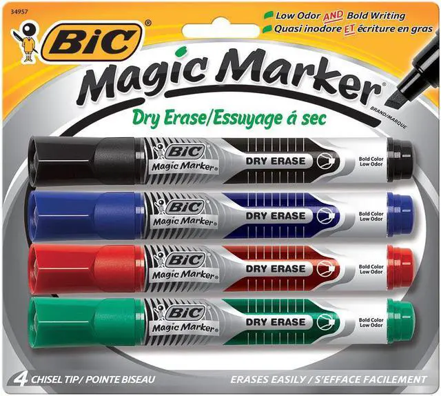 Alt view image 4 of 14 - BIC Low Odor & Bold Writing Dry Erase Marker Chisel Tip 4/Pack GELITP41AST