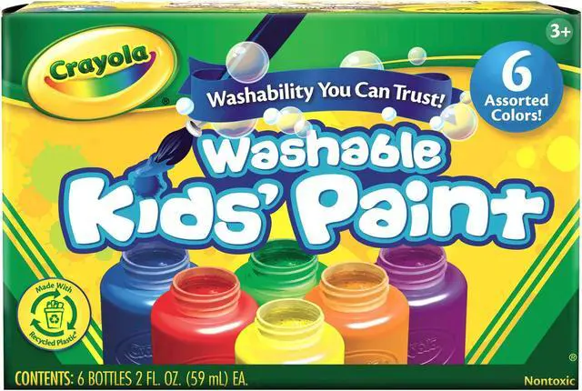 Alt view image 11 of 20 - Crayola Llc Formerly Binney & Smith BIN541204 Washable Kids Paint 6 Jar Set