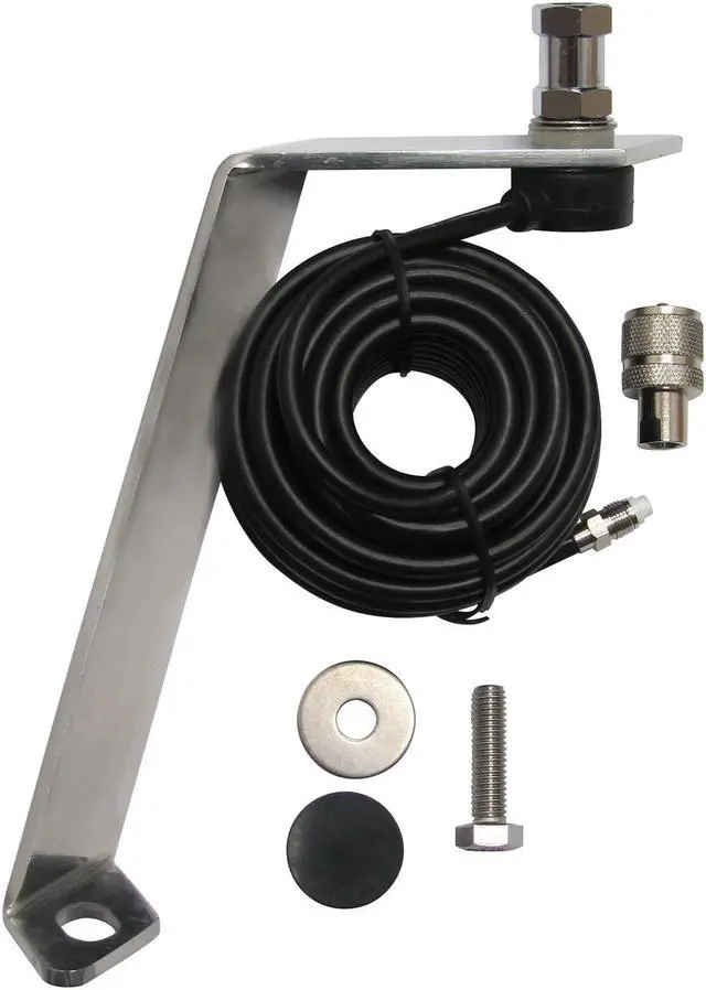 Alt view image 2 of 2 - Front Hood Antenna Mount for Amateur Ham Commercial and CB 2 Way Antennas with Cable