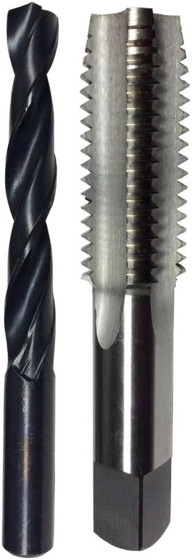 Main image of Drill America POUM2X.4 Pouf Series M2 x .4 HSS Plug Tap and 1.60mm HSS Drill Bit in Plastic Case, Plug Chamfer, Right Hand Cut, 6" Length