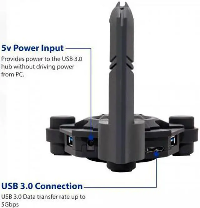 Alt view image 8 of 20 - NARFI Gaming Mouse Bungee and USB 3.0 Hub AC 5v Power Adapter is Included - CL-HUB53003